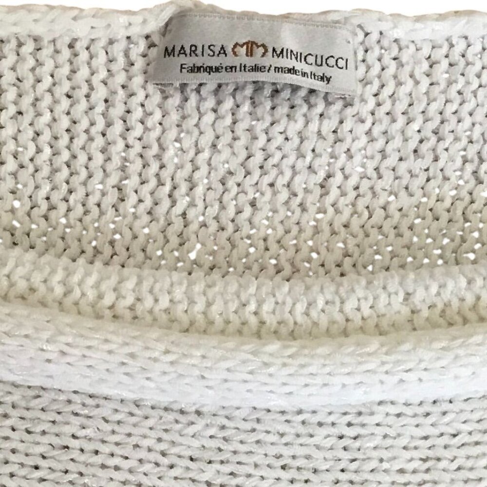 MARISA MINICUCCI White Boat Neck Bell Sleeve Minimalist Italian Knit Top M - Picture 3 of 8